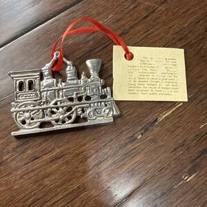Vintage Pewter Train Ornament By House Of Morgan Hand Cast Christmas